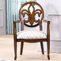 Fabric Upholstered Hand Carved Frame Arm Chair